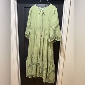 Dainty Jewells Sage Green Crochet-Trim Midi Dress Easter